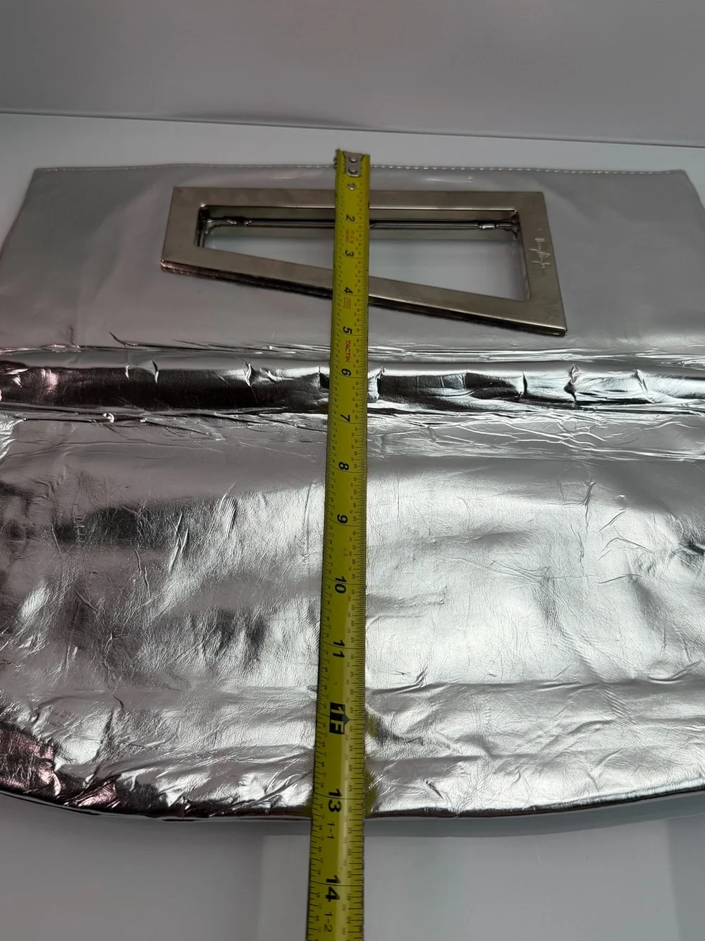 Vintage Thierry Mugler Silver Star Metallic Fold Over Clutch Handbag Purse
